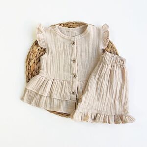 New 100% Muslin Cotton Set for girls in Beige